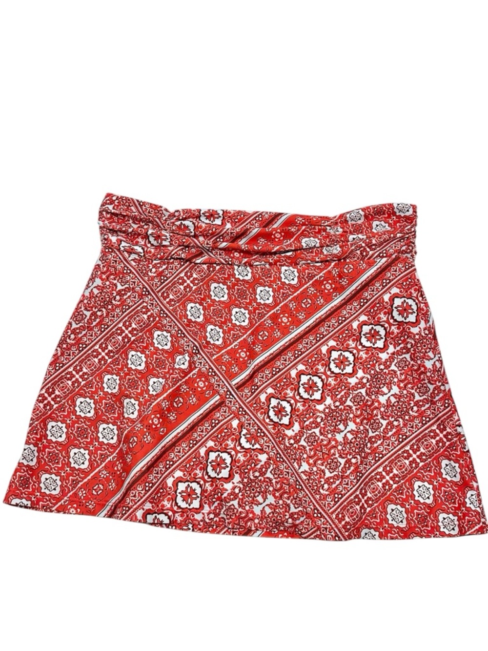 Red Ruched Bandana Print Tankini Top and Skort Swim Set - Size: Large - Picture 7 of 11
